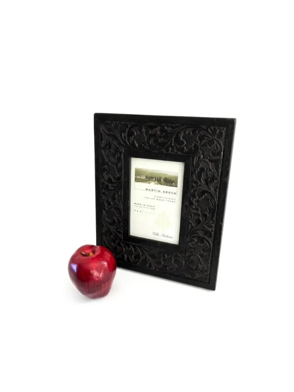 Martin Aborn Handfinished Italian Carved Wood Frame 4x6 Ebony Black